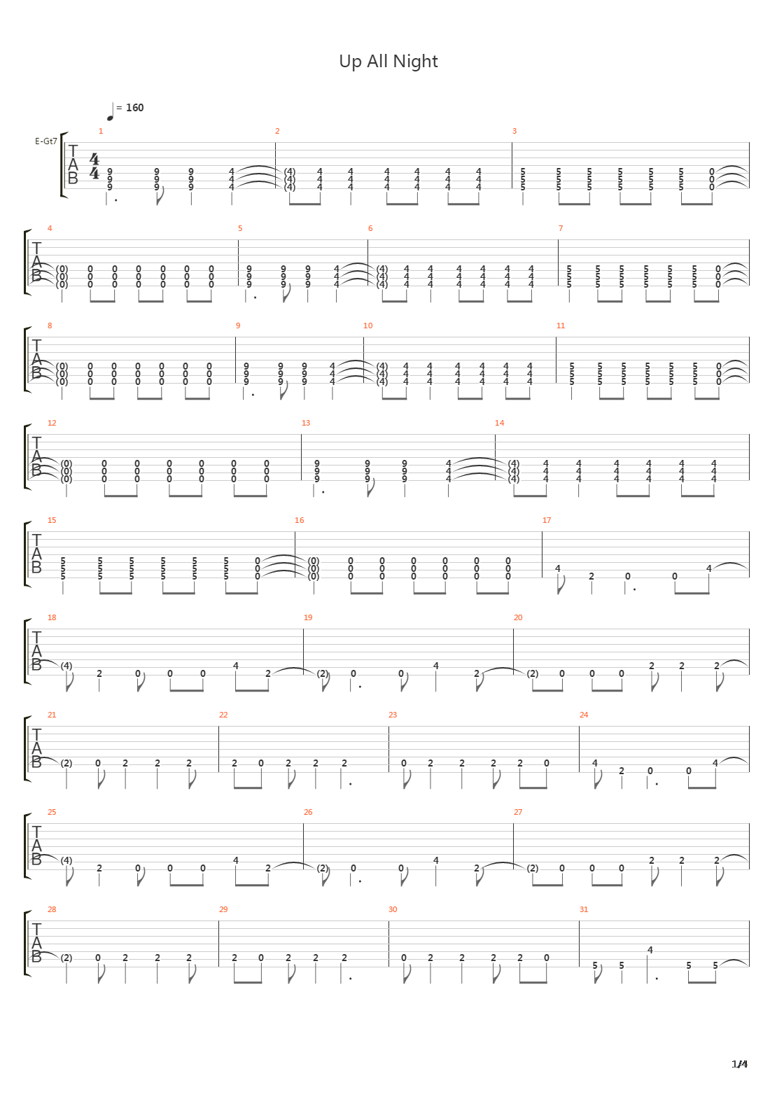 Up All Night吉他谱