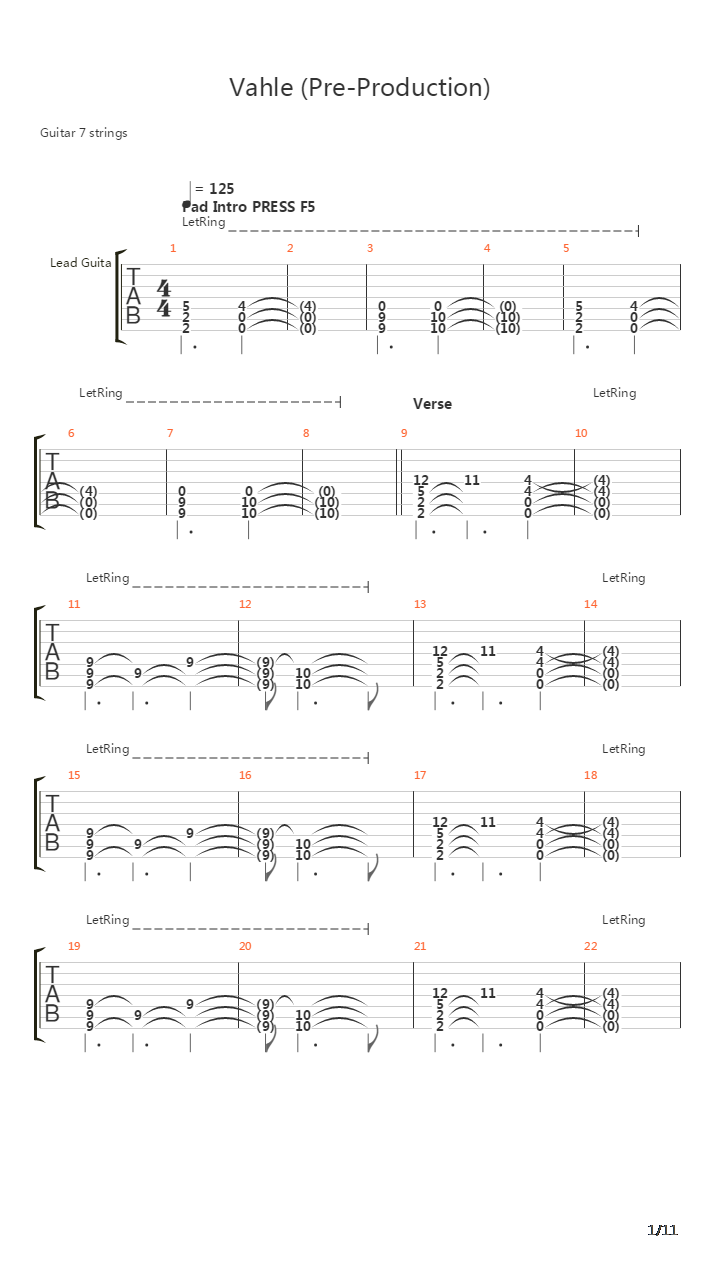 Vahle吉他谱