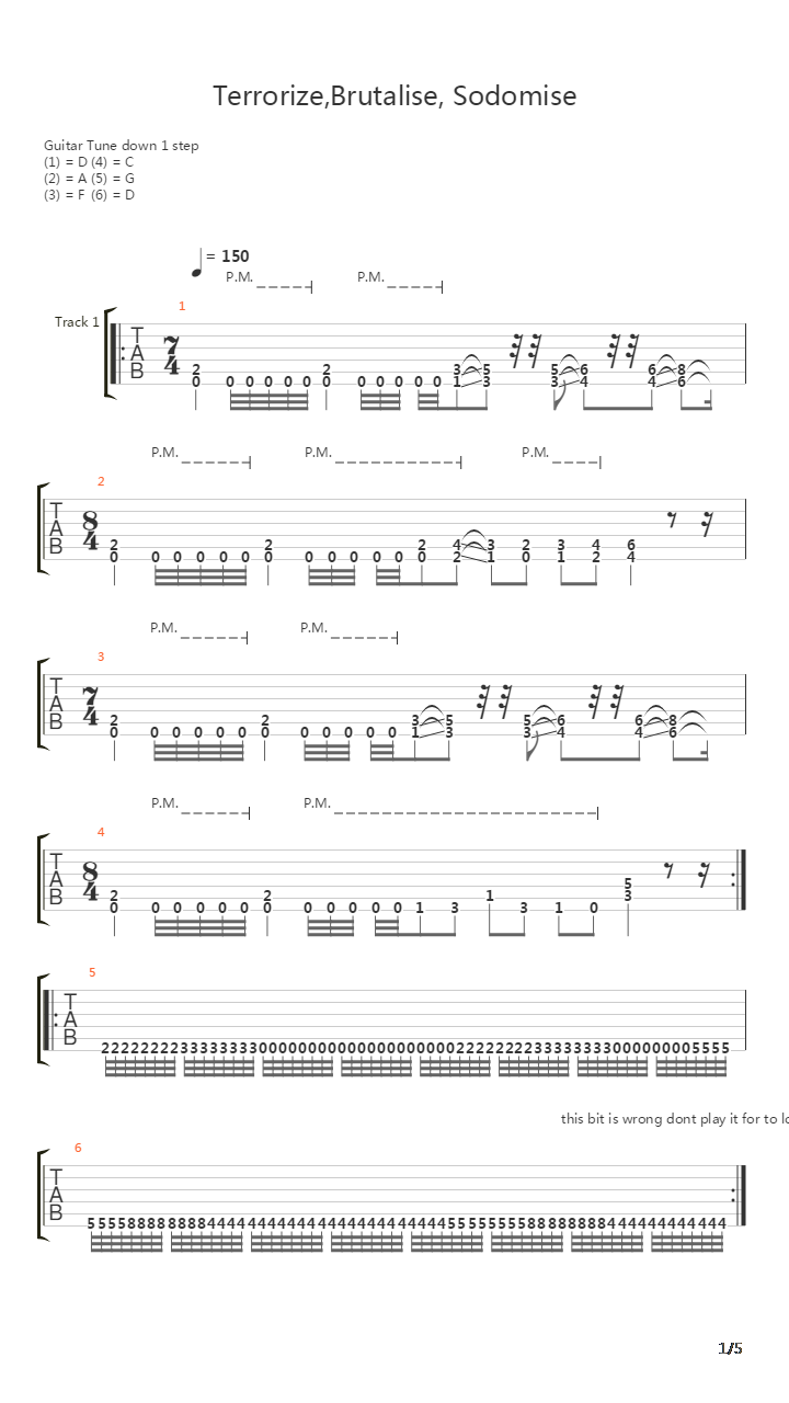 Terrorize Brutalize Sodomize吉他谱