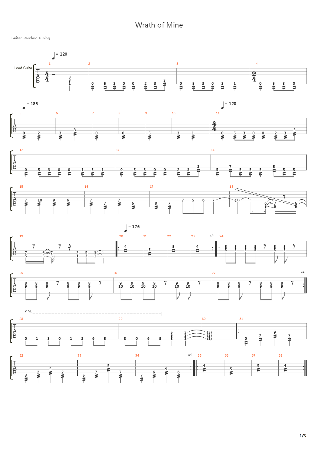 Wrath Of Mine吉他谱
