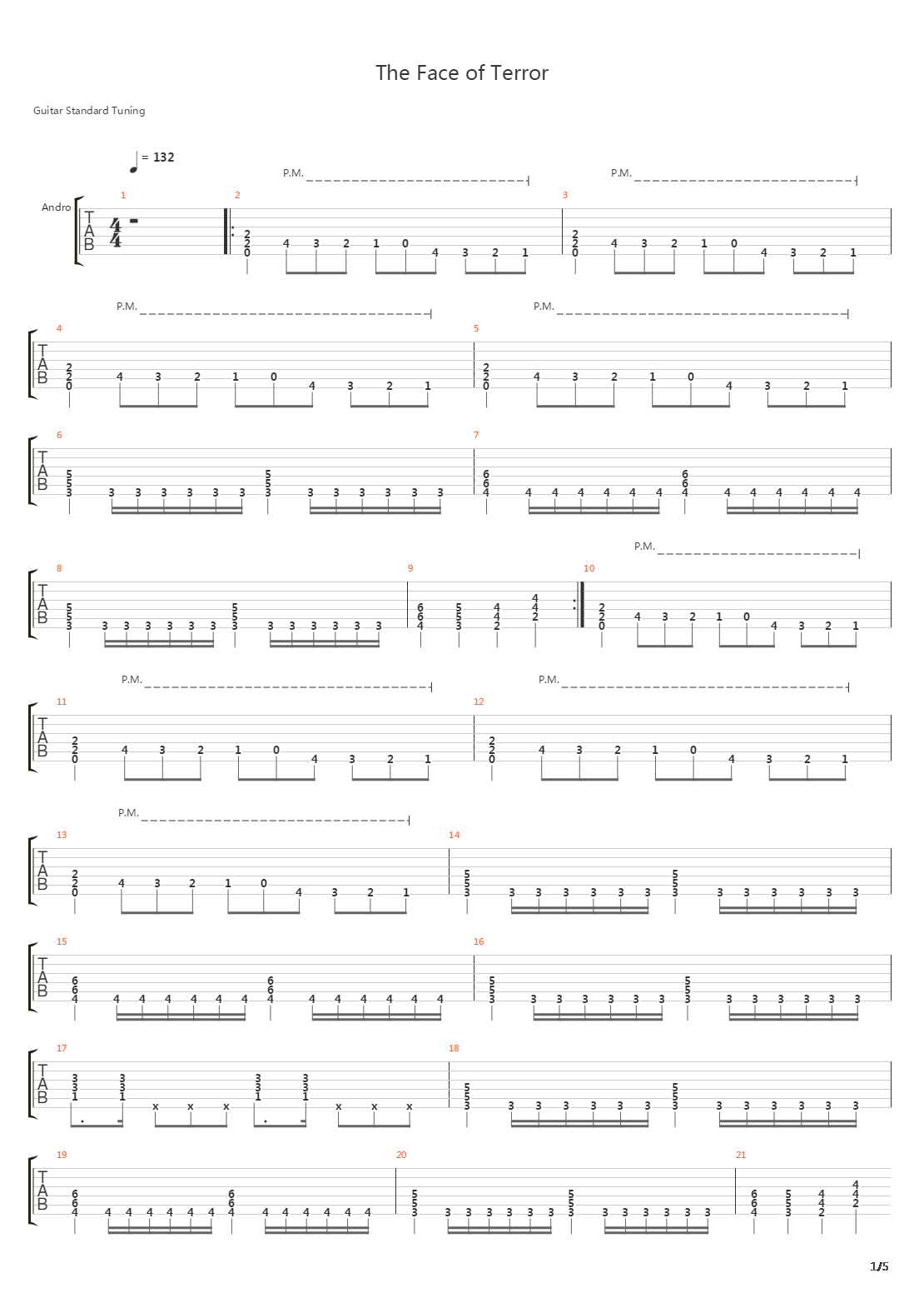 Face Of Terror吉他谱