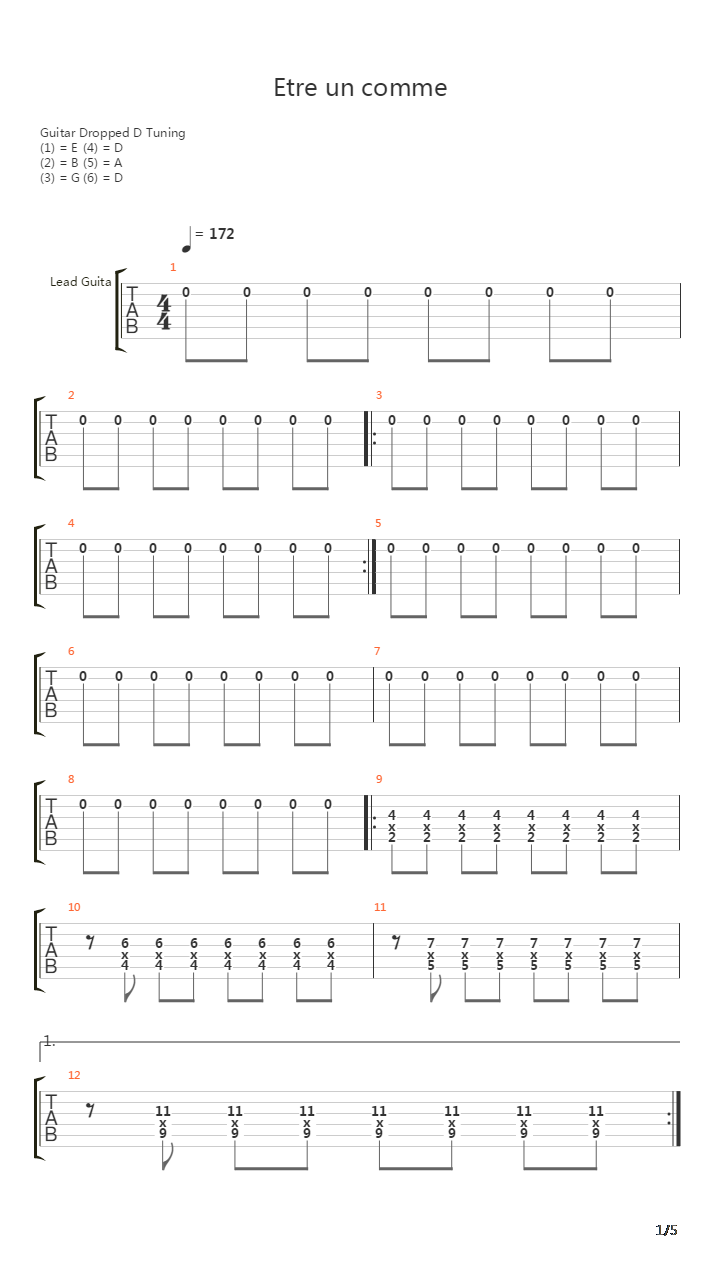Etre Un Comme吉他谱