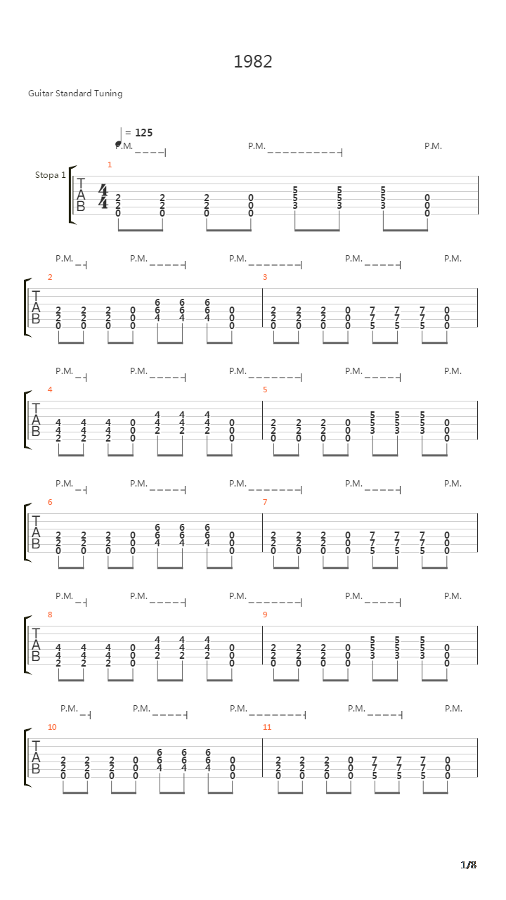 1982吉他谱
