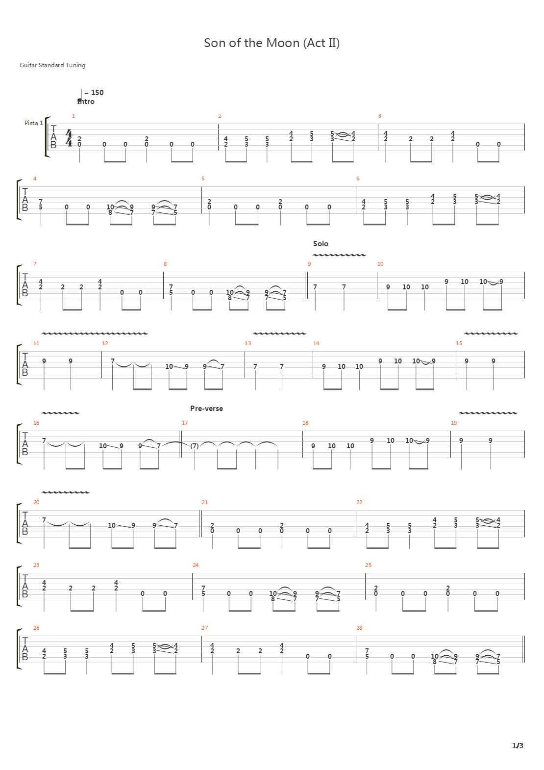 Son Of The Moon吉他谱