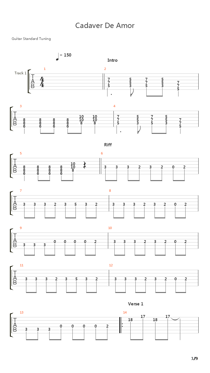 Cadaver De Amor吉他谱