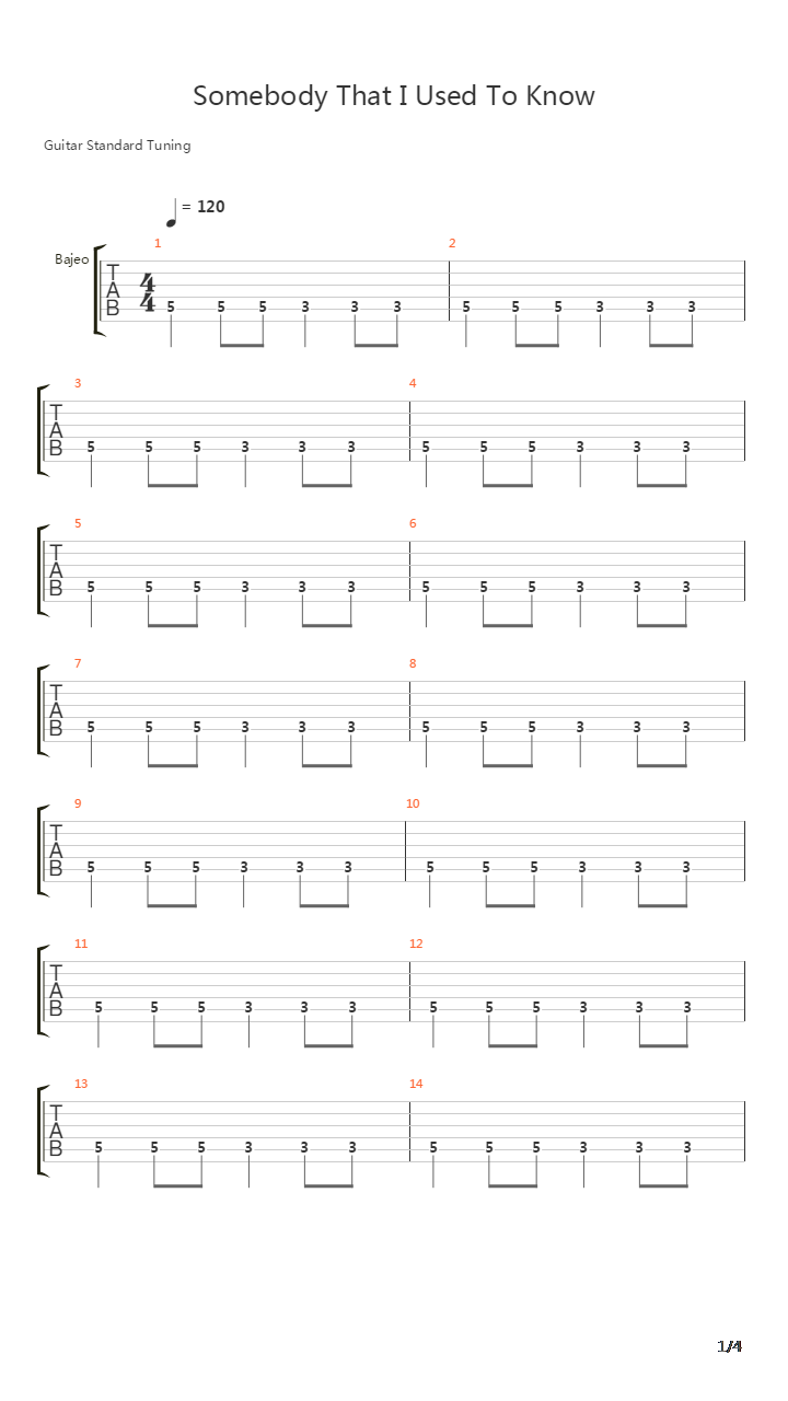Somebody That I Used To Know吉他谱