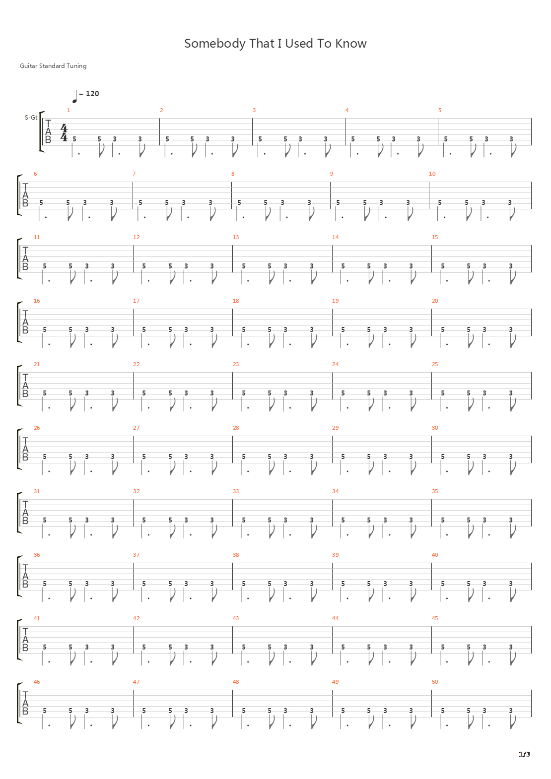 Somebody That I Used To Know吉他谱