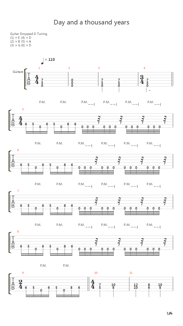 Day And A Thousand Years吉他谱