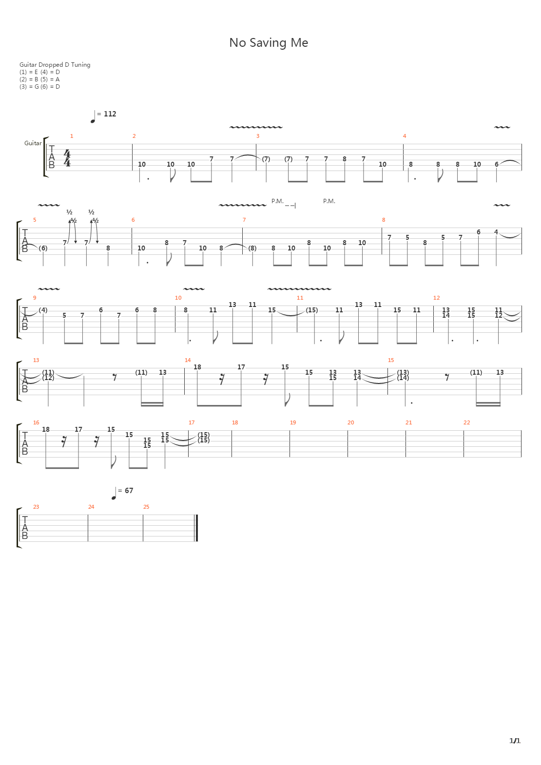 No Saving Me吉他谱