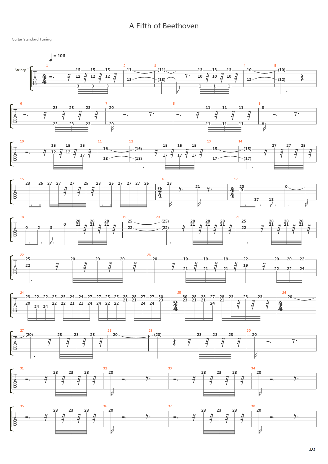 A Fifth Of Beethoven吉他谱