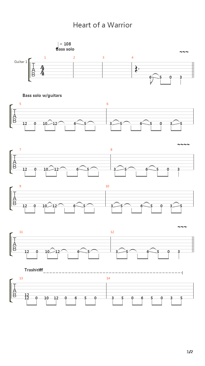 Heart Of A Warrior吉他谱