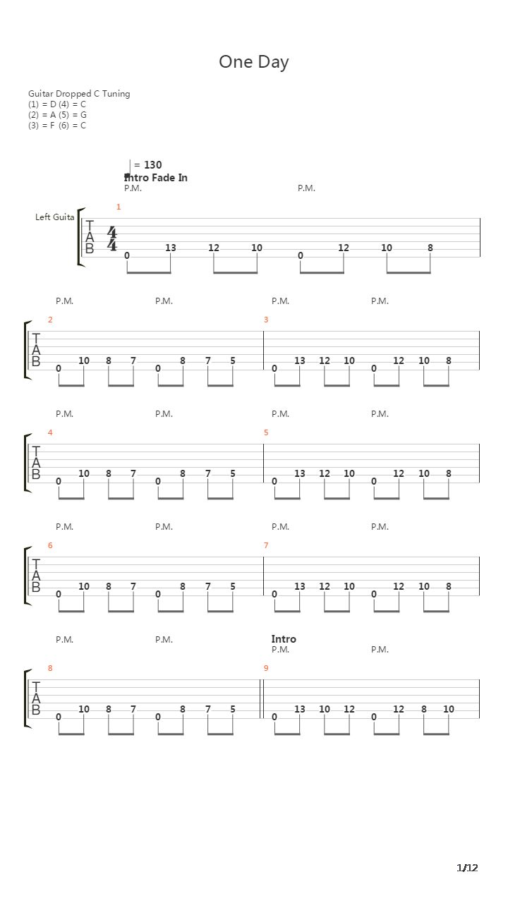 One Day吉他谱