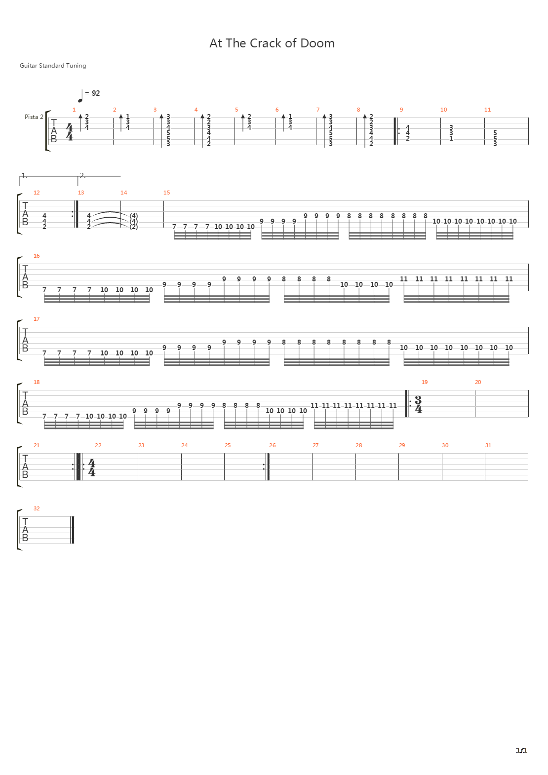 At The Crack Of Doom吉他谱