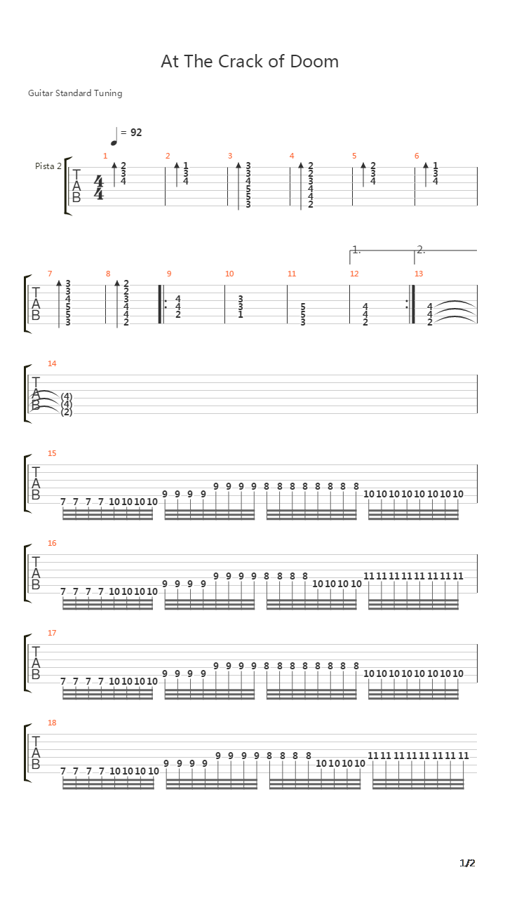 At The Crack Of Doom吉他谱