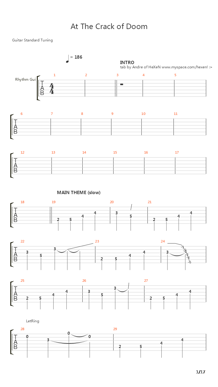 At The Crack Of Doom吉他谱