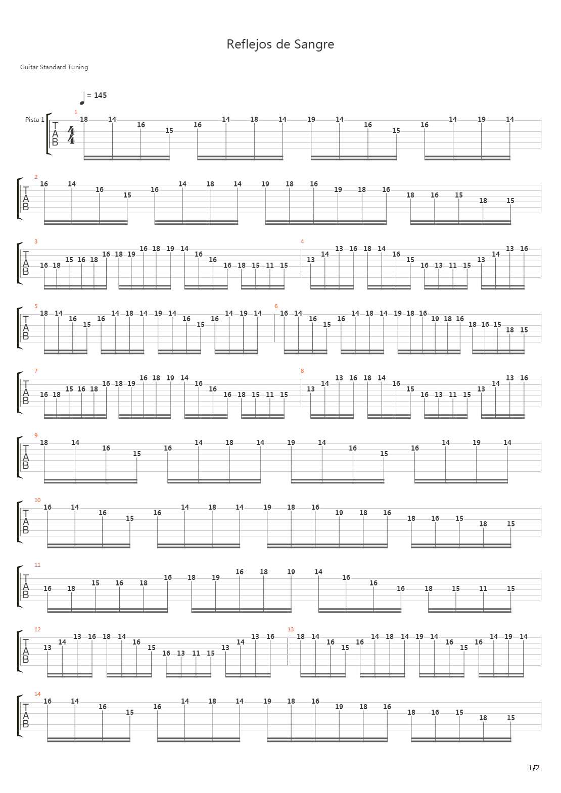 Reflejos De Sangre吉他谱