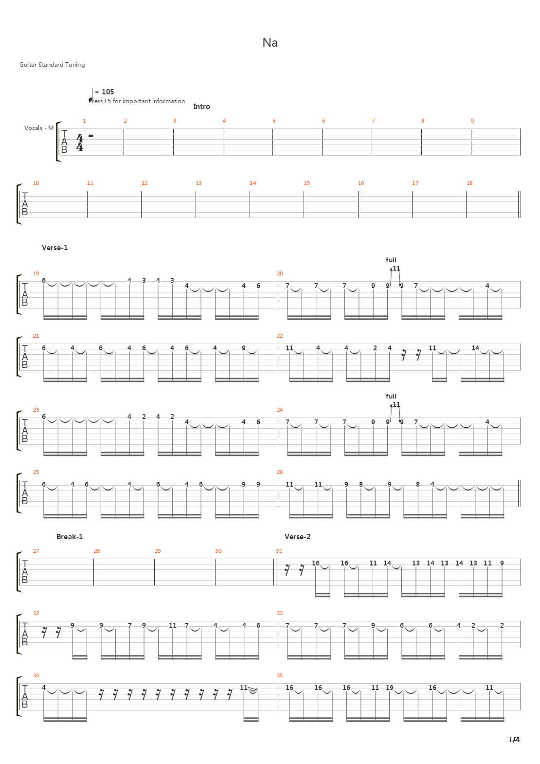 Na吉他谱