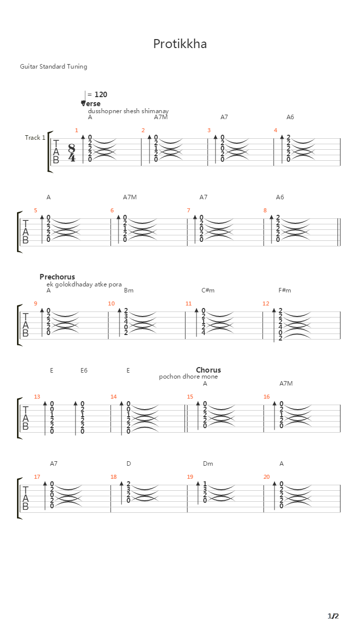 Protikkha吉他谱