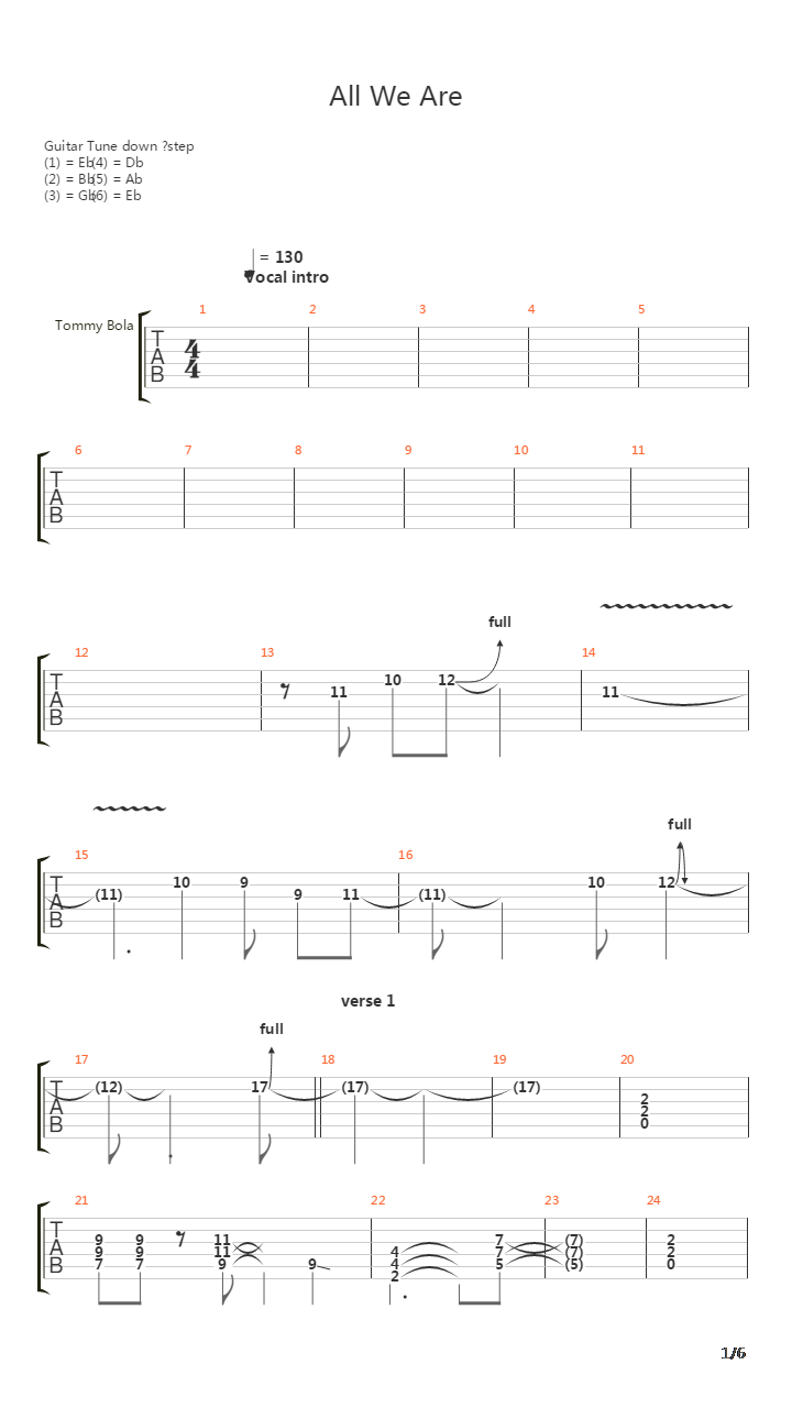 All We Are吉他谱