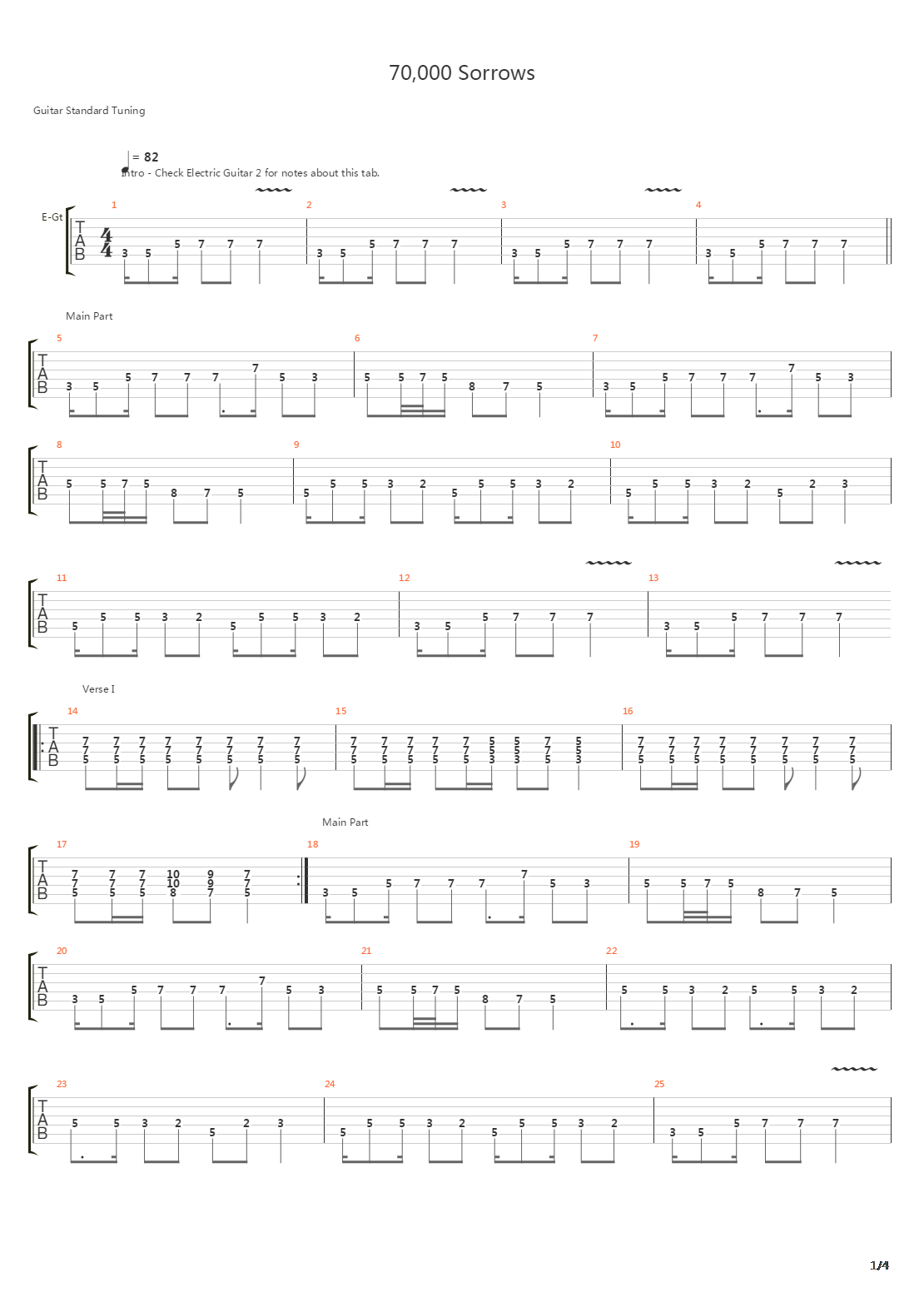 70000 Sorrows吉他谱