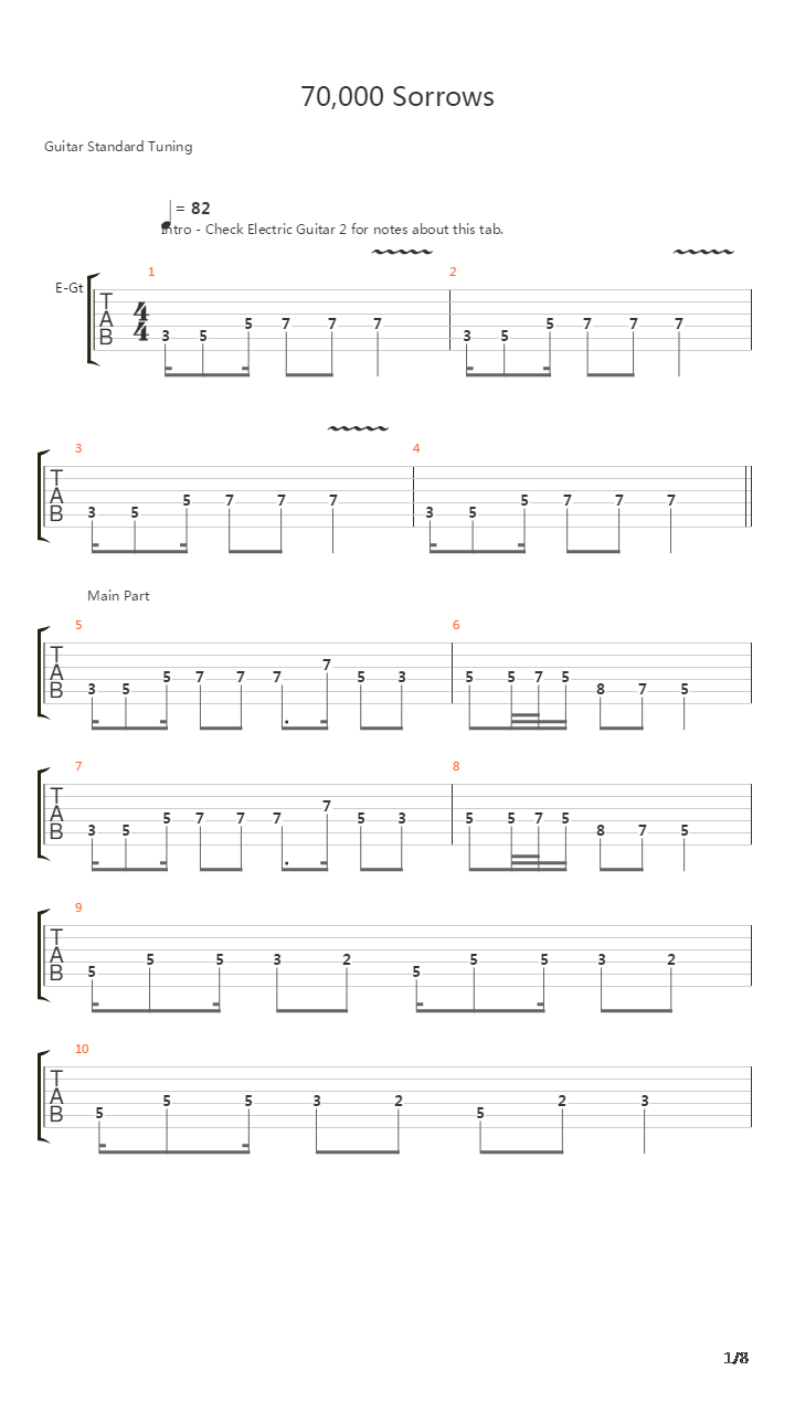 70000 Sorrows吉他谱