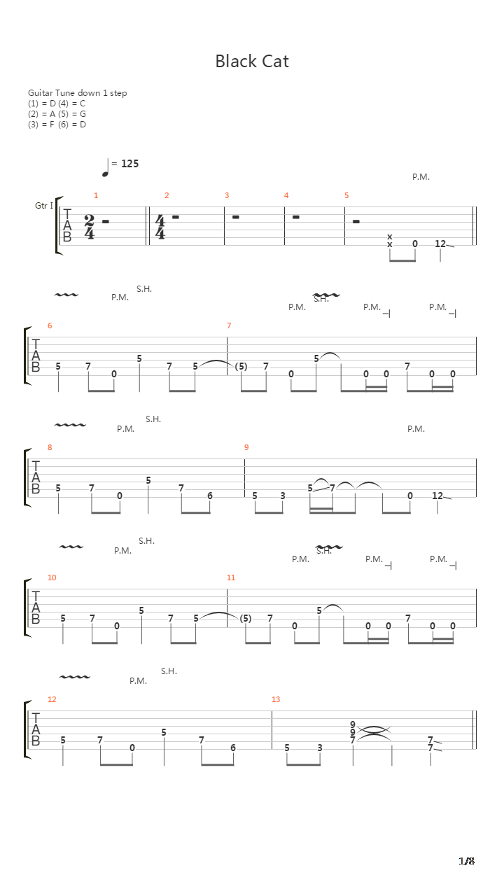 Black Cat吉他谱