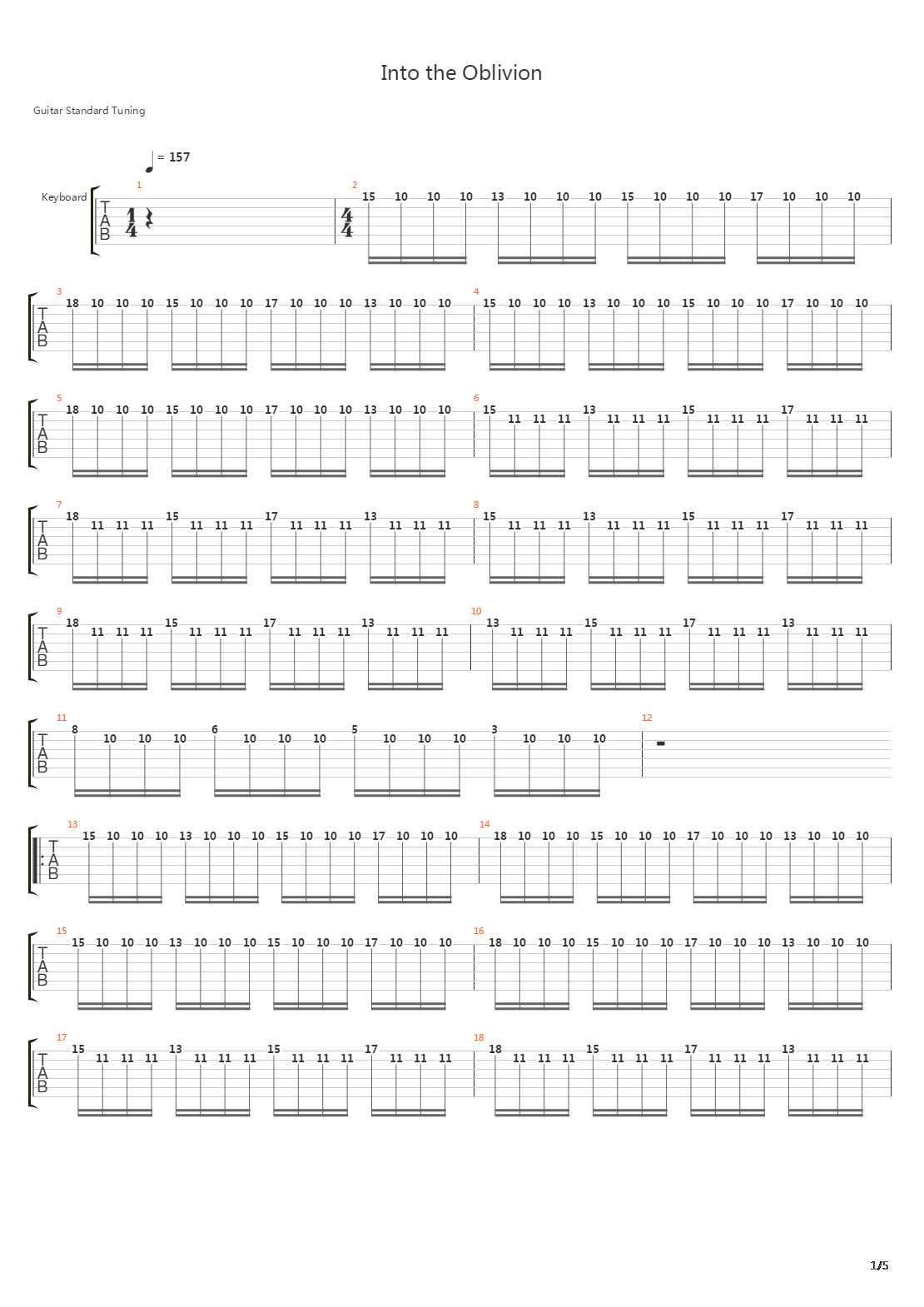 Into The Oblivion吉他谱