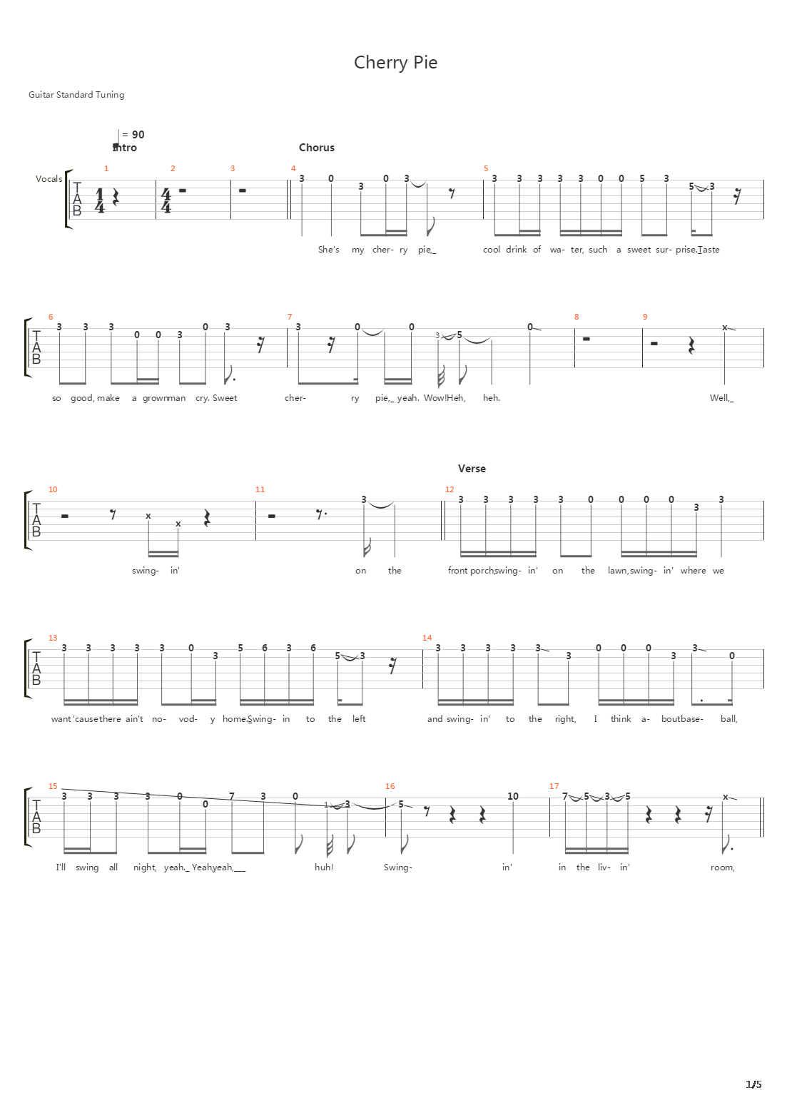 Cherry Pie吉他谱