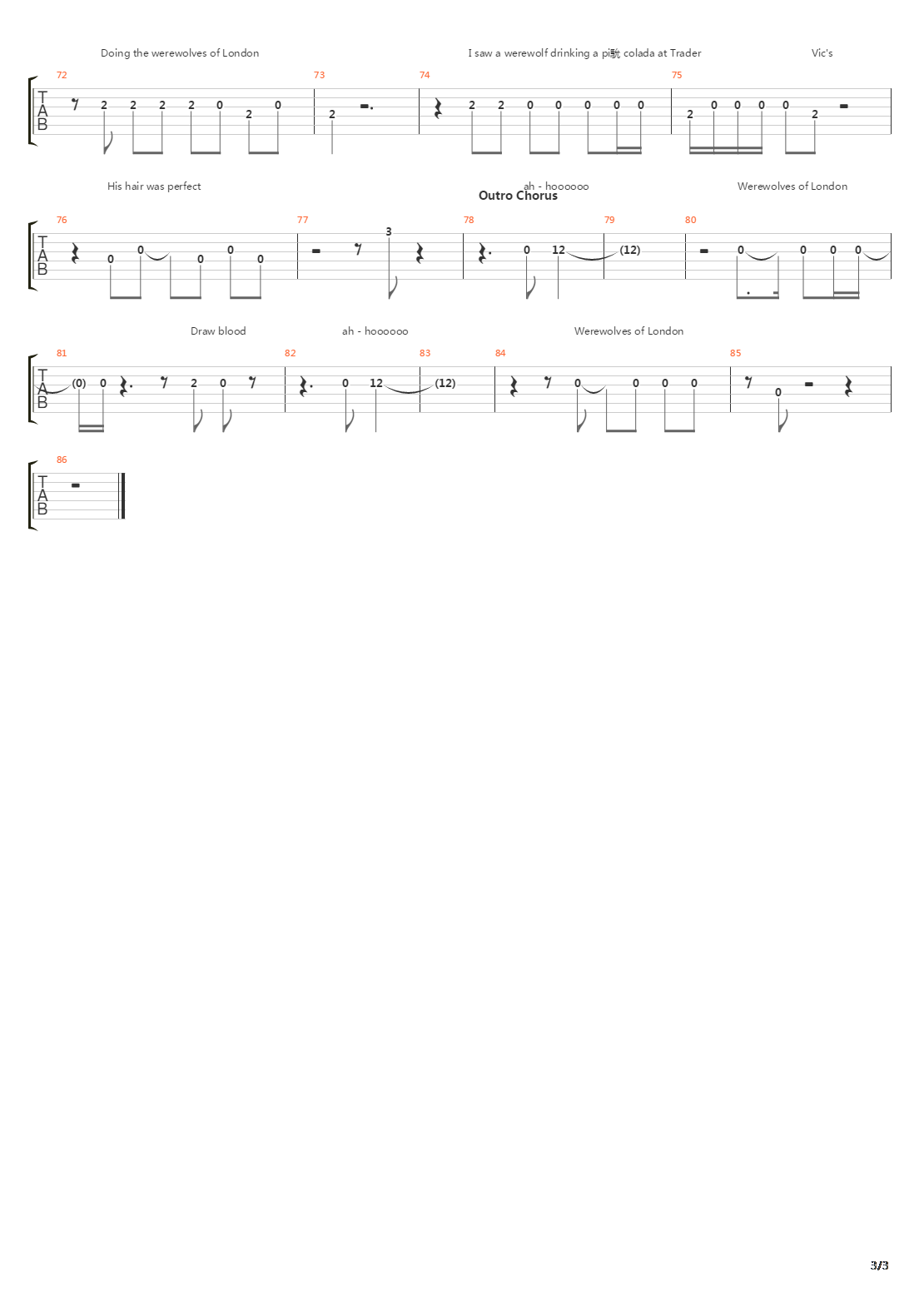 Werewolves Of London吉他谱