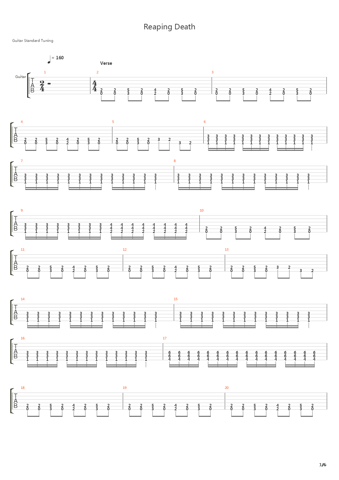 Reaping Death吉他谱