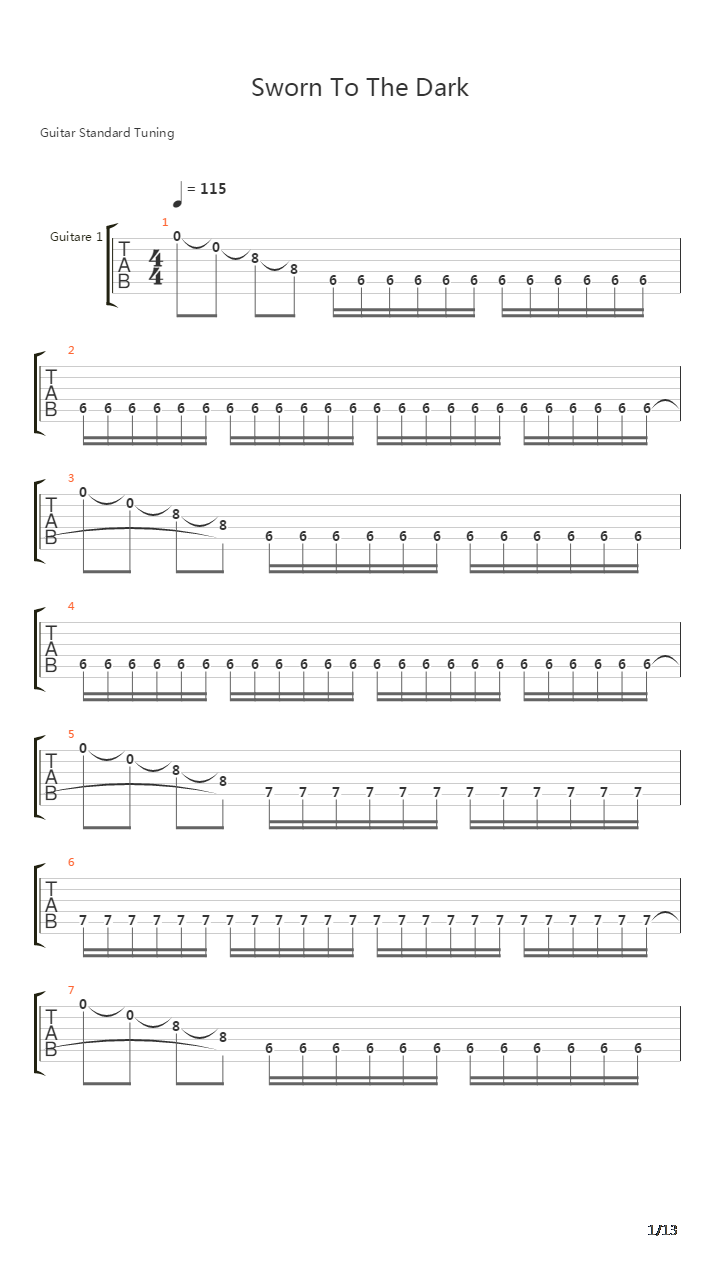 Sworn To The Dark吉他谱
