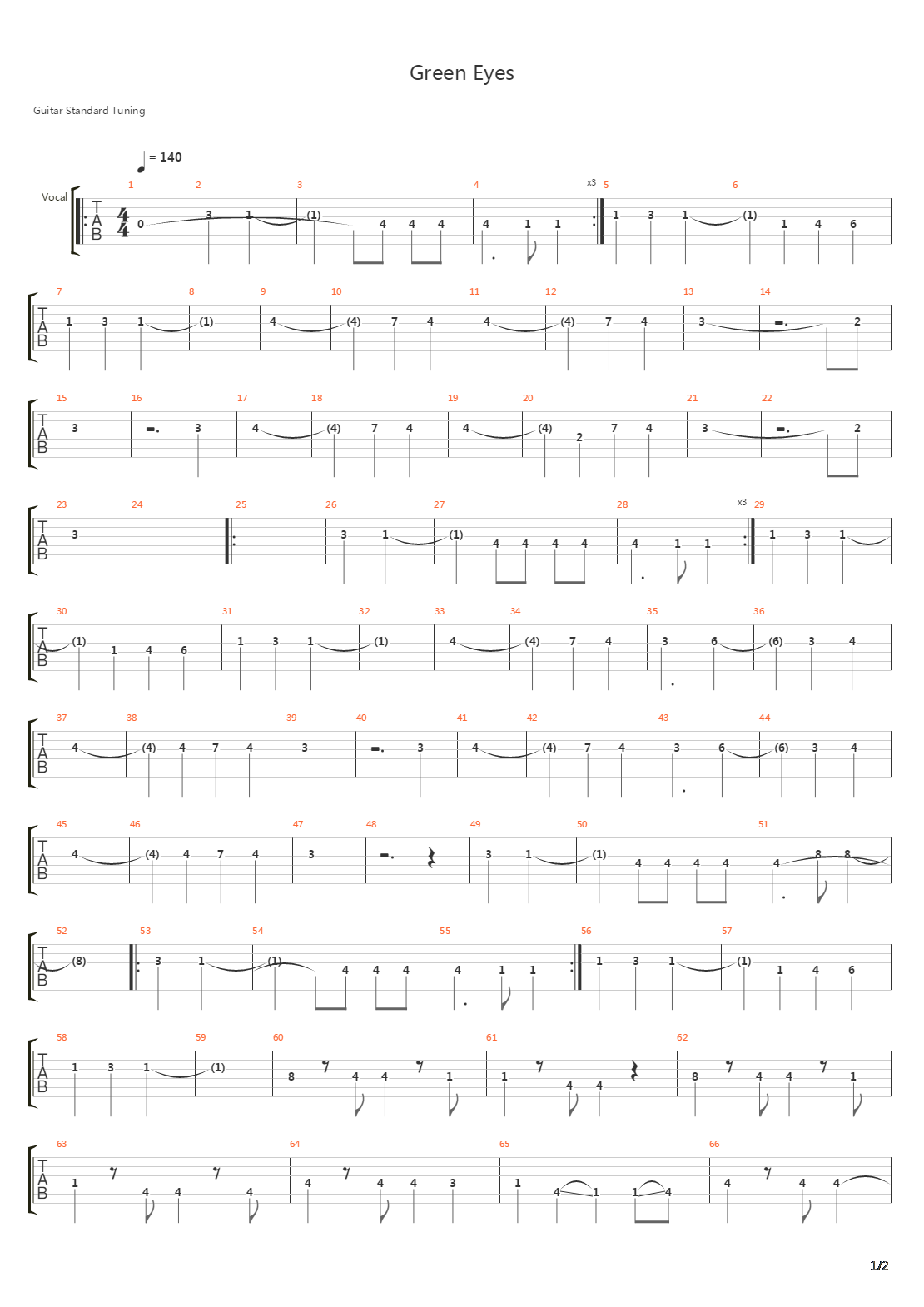 Green Eyes吉他谱
