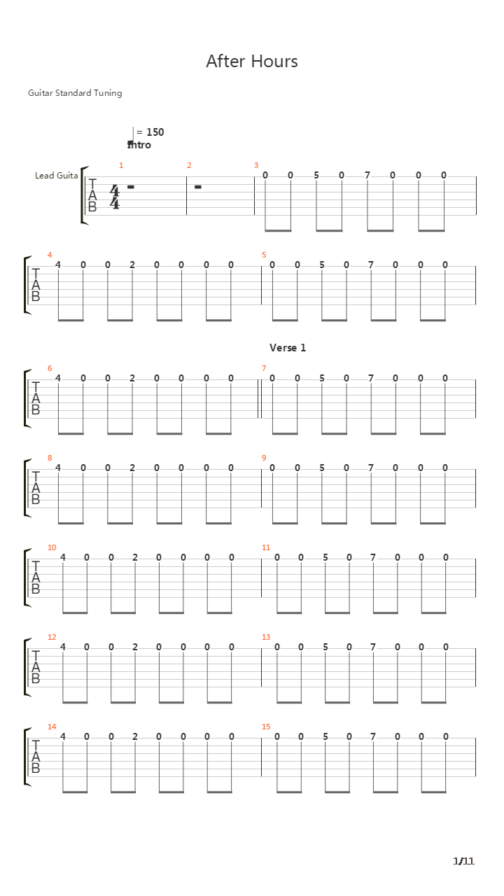 After Hours吉他谱