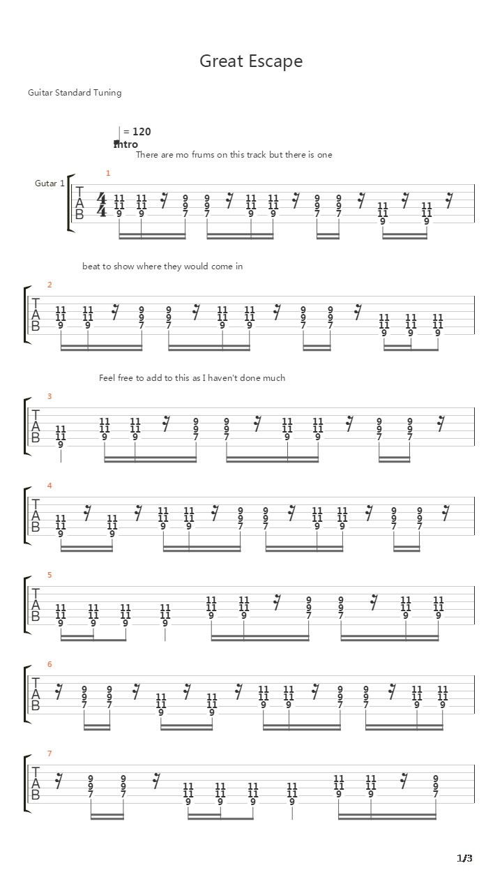 Great Escape吉他谱