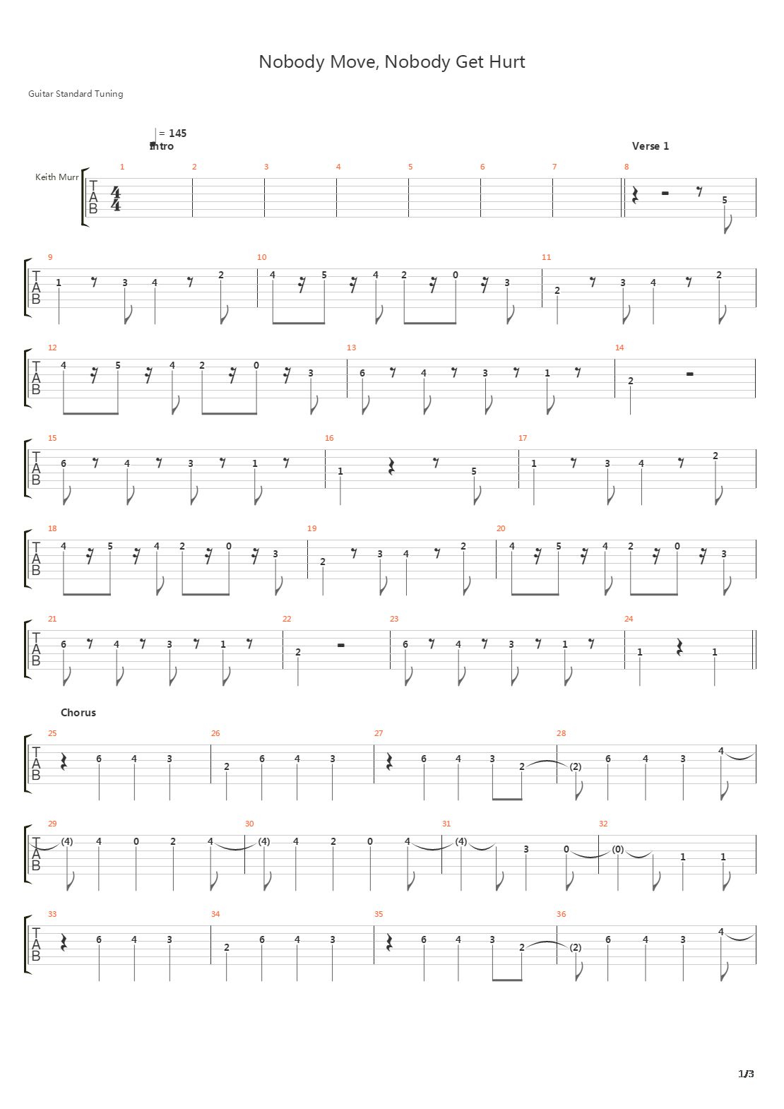 Nobody Move Nobody Gets Hurt吉他谱