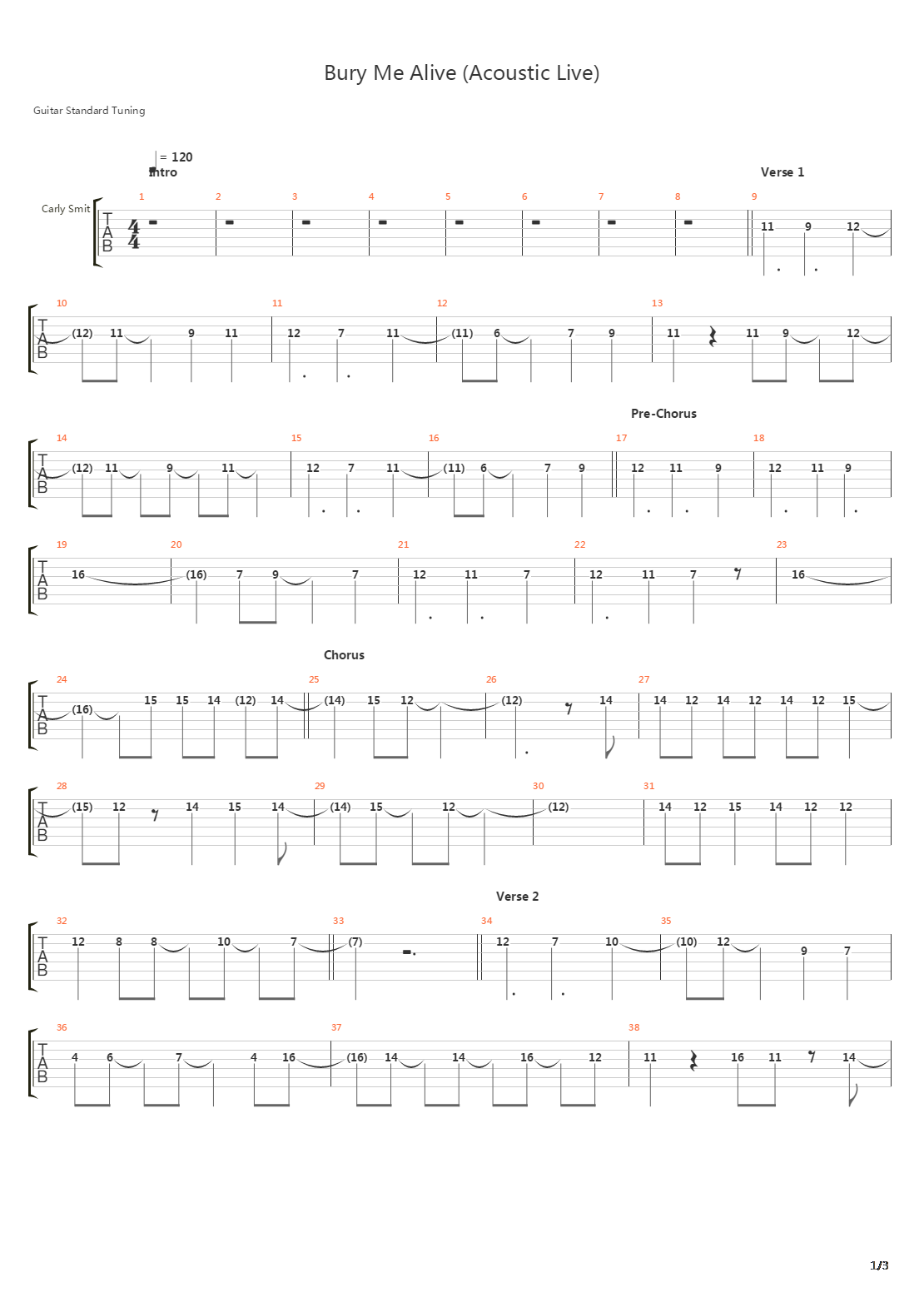 Bury Me Alive Acoustic吉他谱