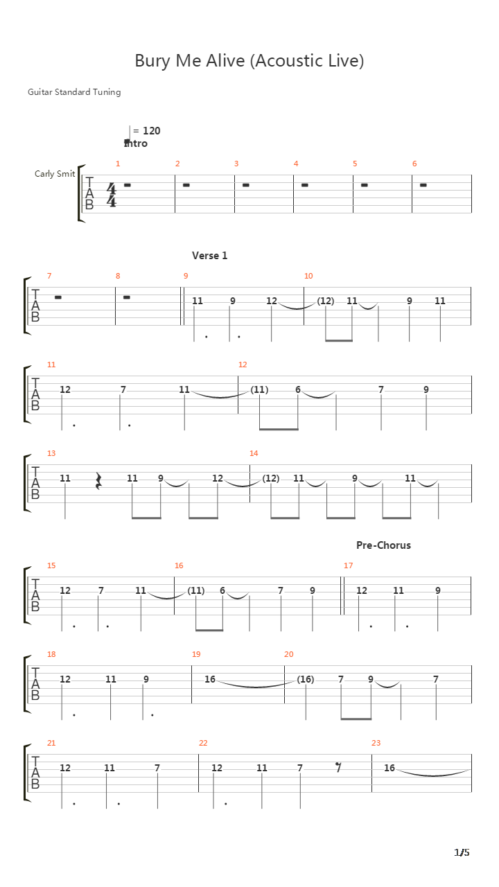 Bury Me Alive Acoustic吉他谱