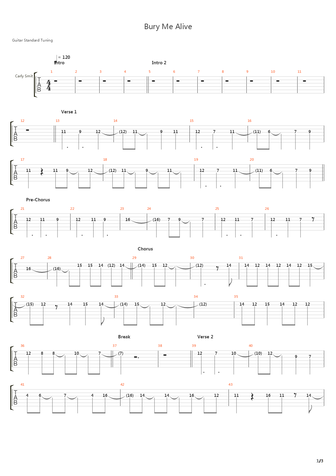 Bury Me Alive吉他谱