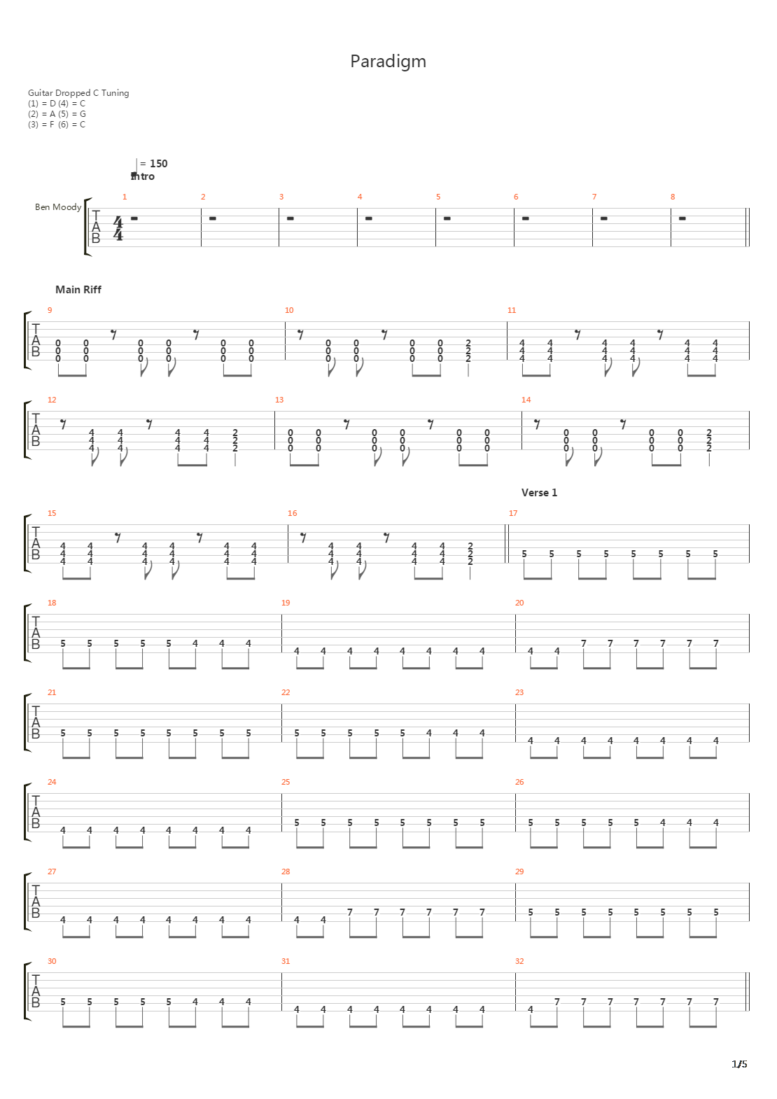 Paradigm吉他谱