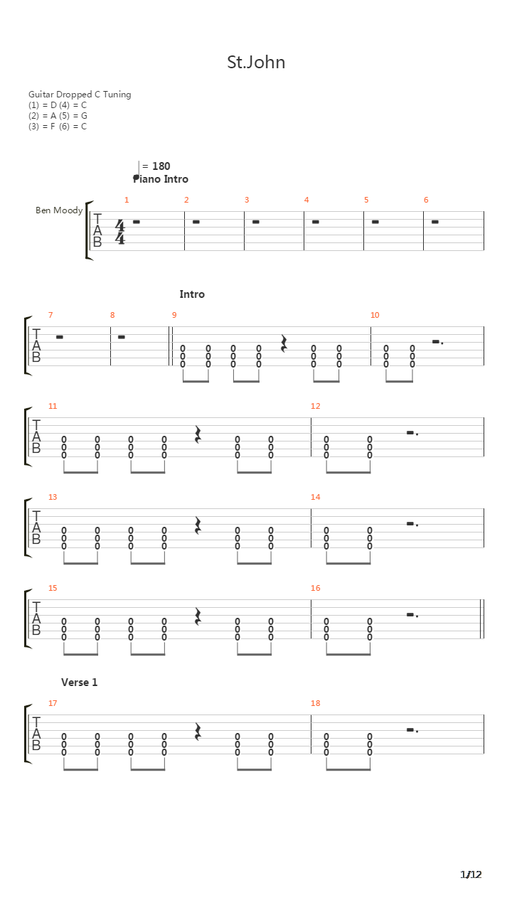 St John吉他谱