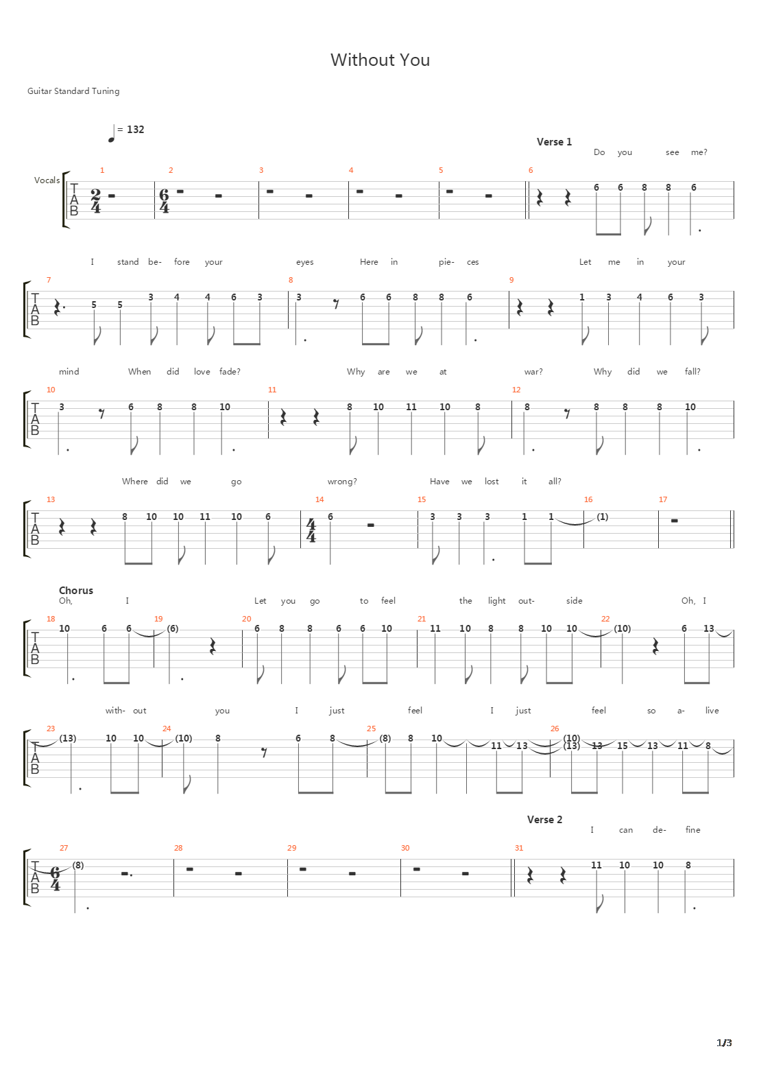 Without You吉他谱