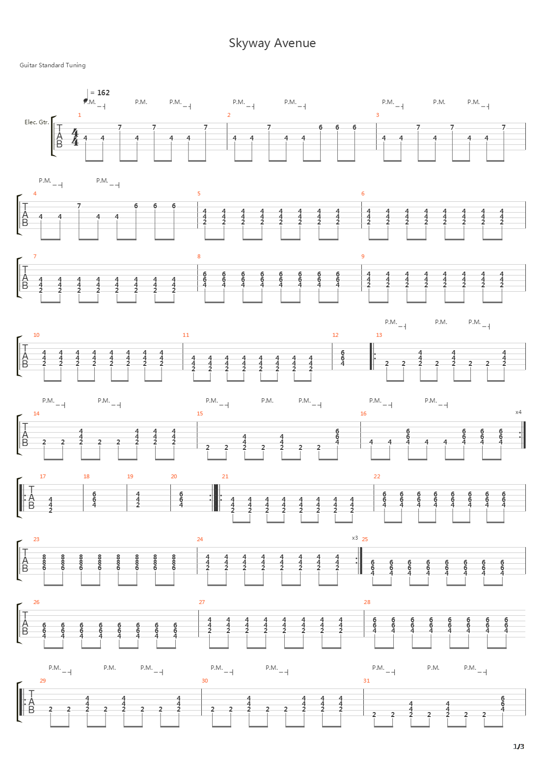 Skyway Avenue吉他谱