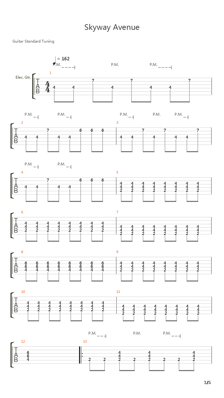 Skyway Avenue吉他谱