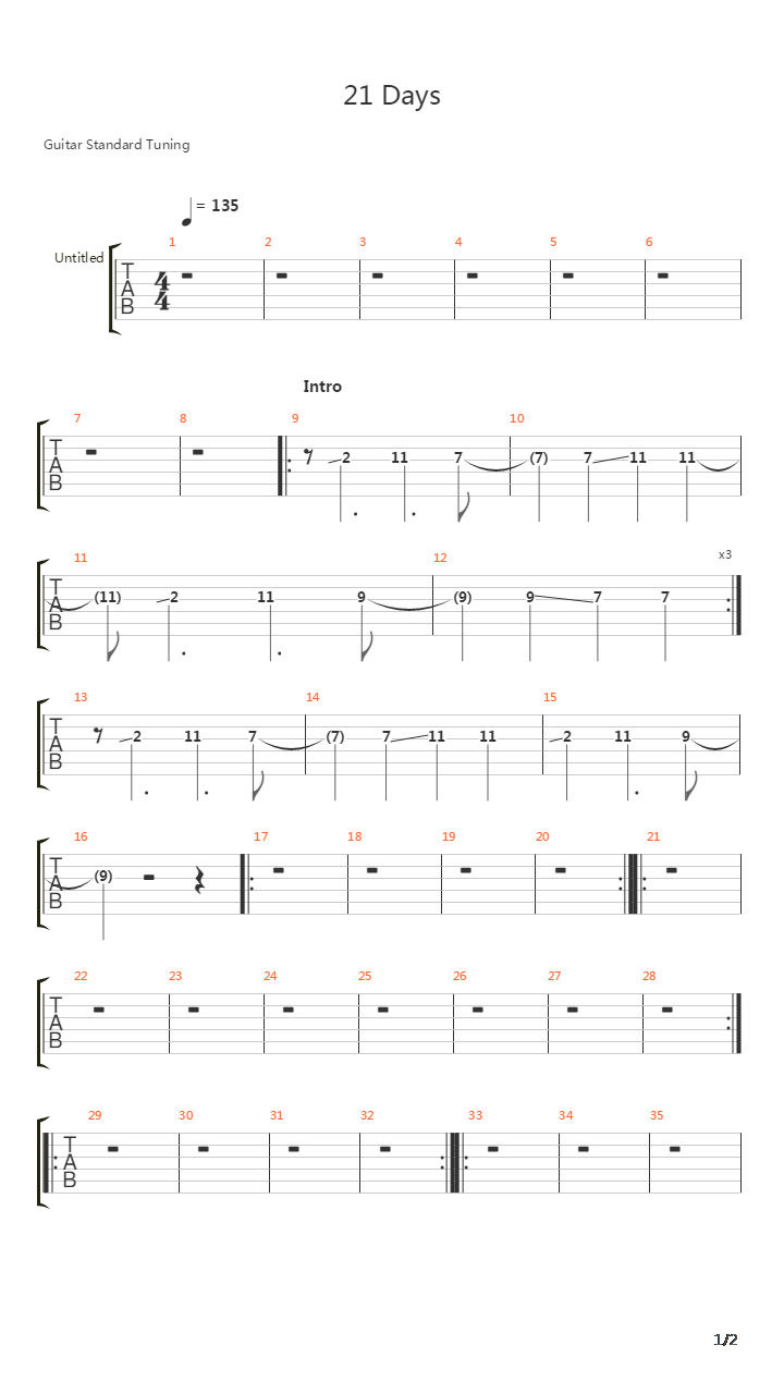 21 Days吉他谱