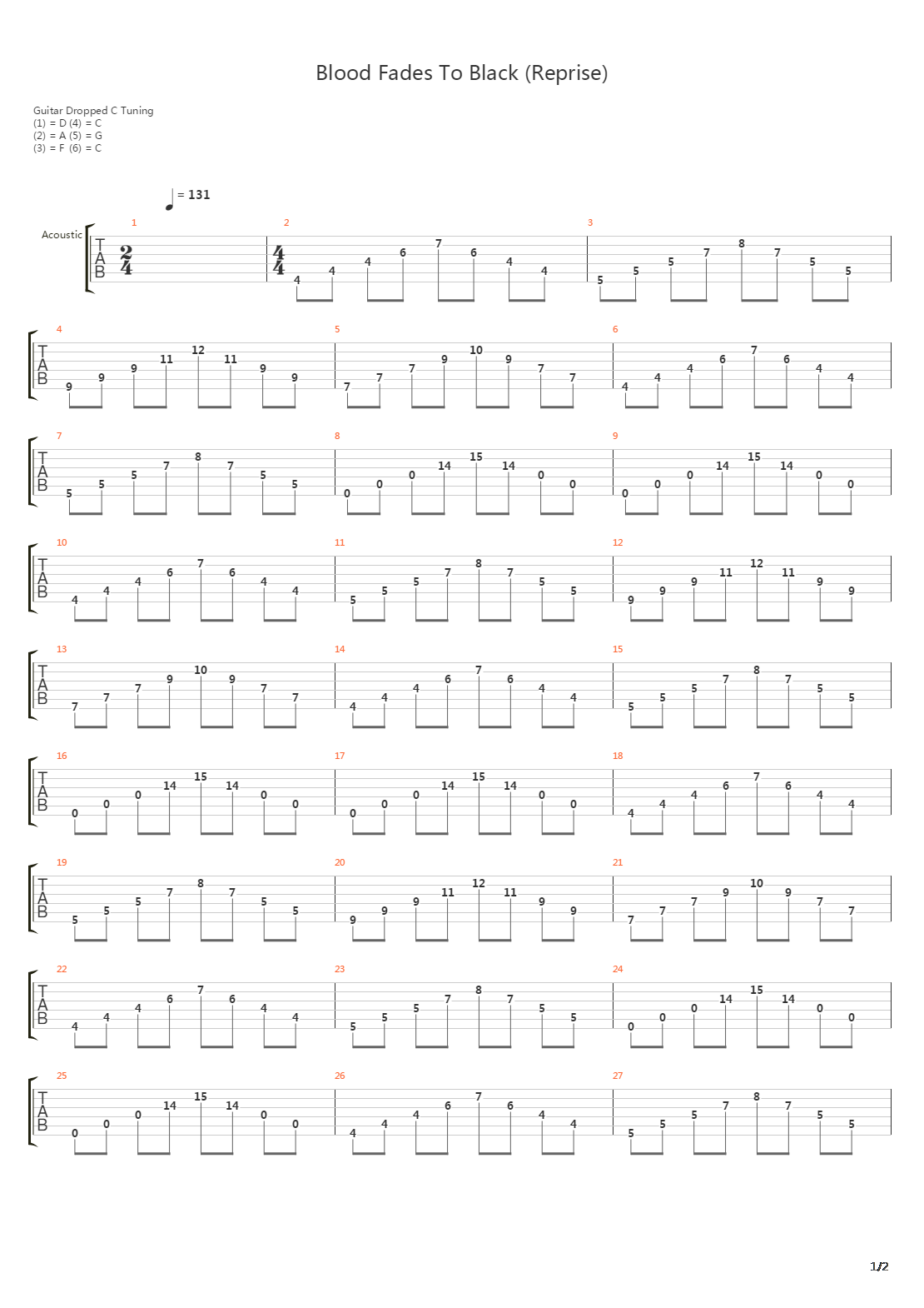 Blood Fades To Black Reprise吉他谱