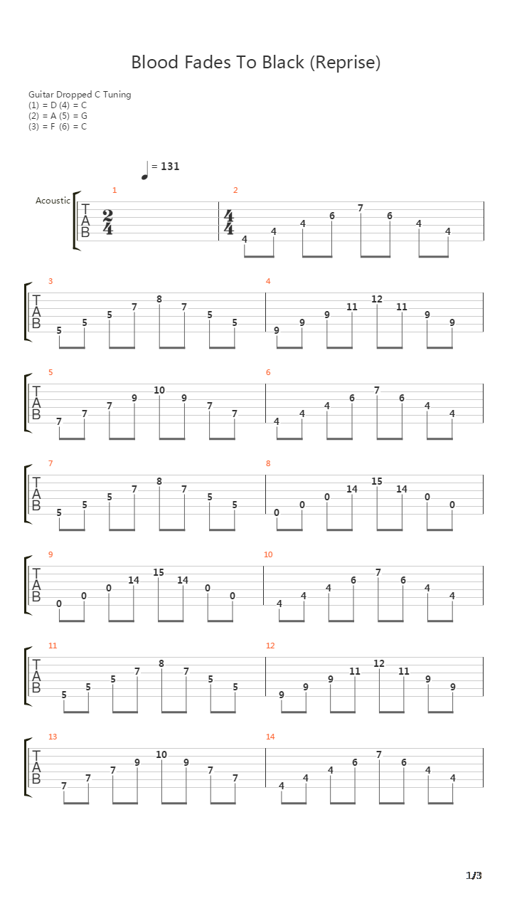 Blood Fades To Black Reprise吉他谱