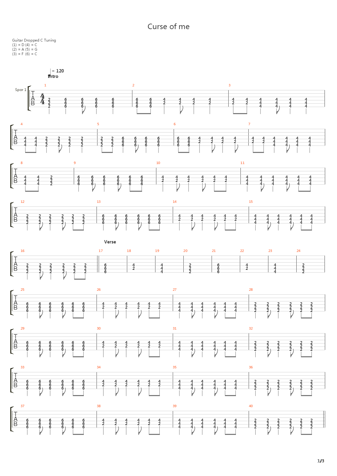 Curse Of Me吉他谱