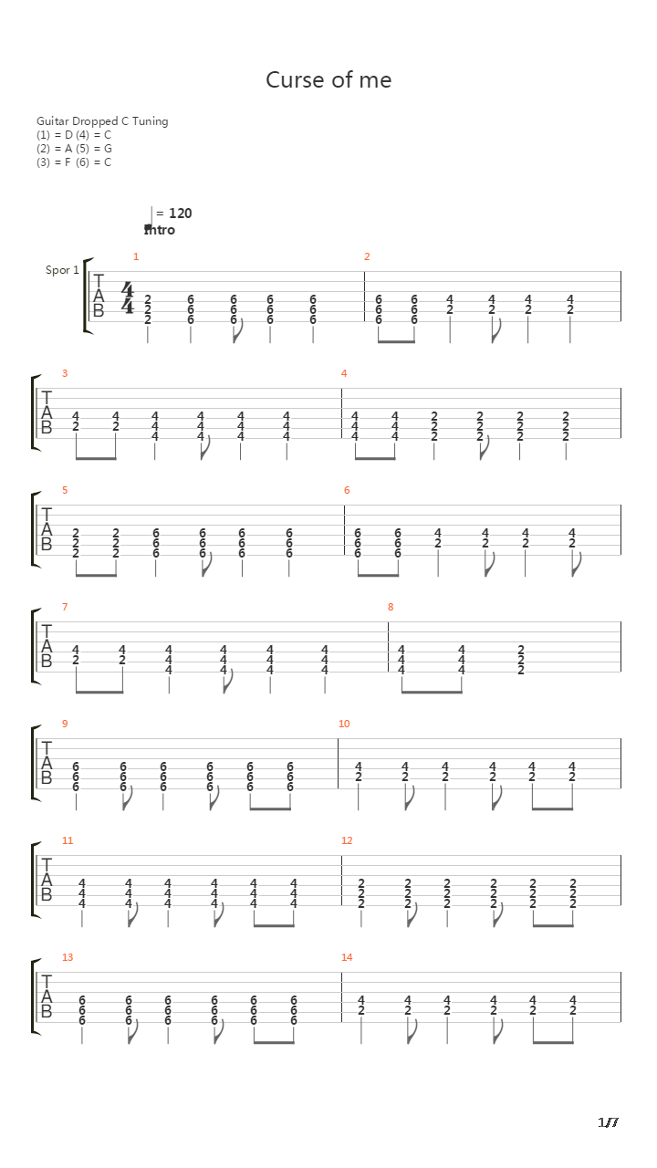 Curse Of Me吉他谱