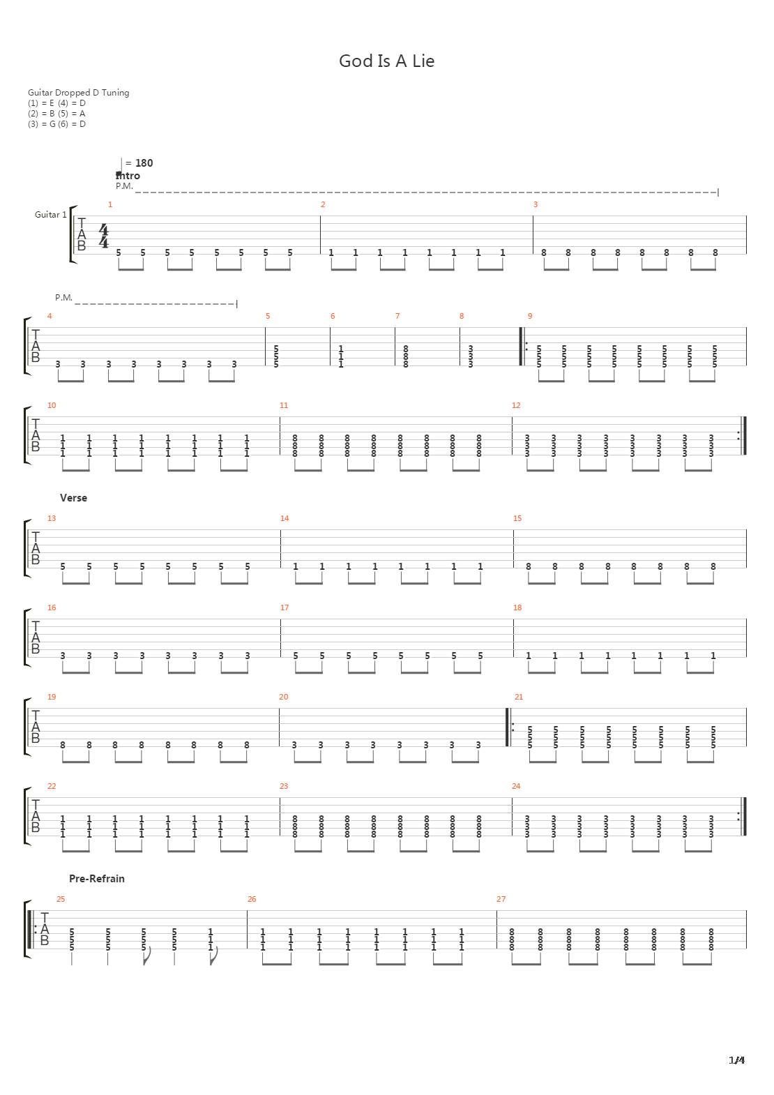 God Is A Lie吉他谱