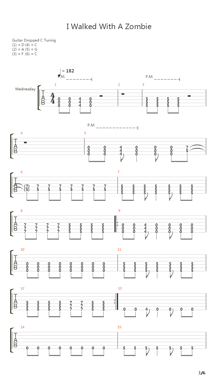 I Walked With A Zombie吉他谱